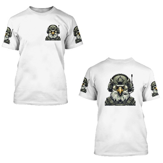 Military Eagle In Mission 3D T Shirts