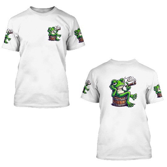Chill Frog With Cigar 3D T Shirts