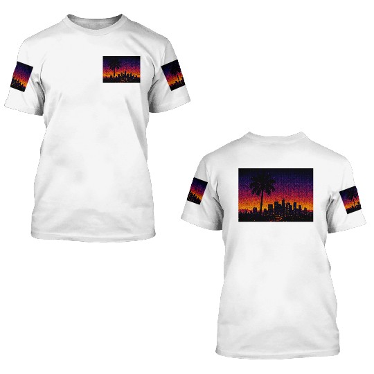 Tokyo Night Skyline Vaporwave Poster 3D T Shirts