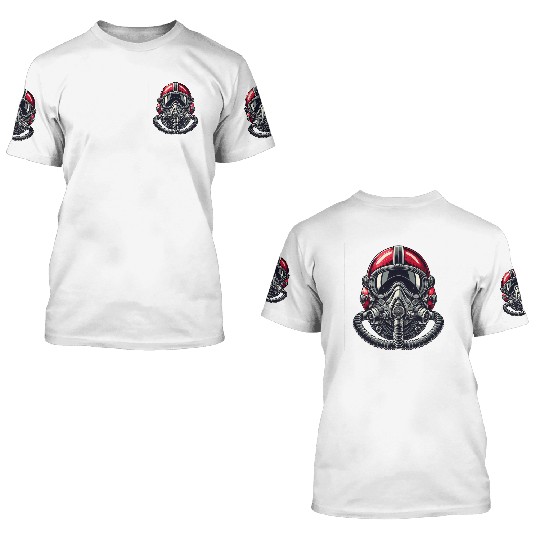 Pilots Helmet Design 3D T Shirts