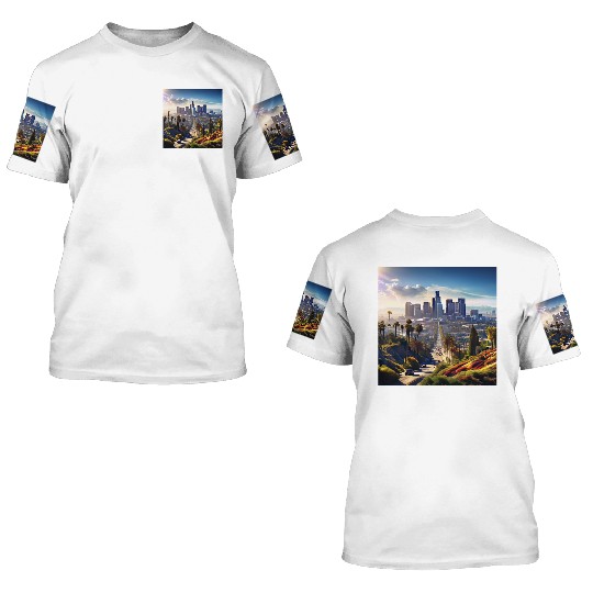 los angeles city. 3D T Shirts