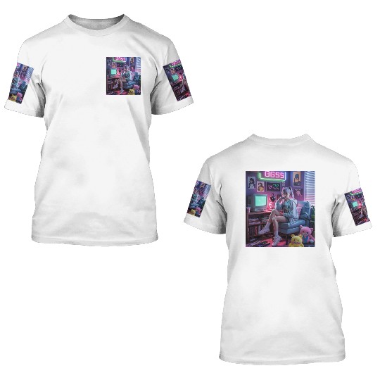 Y2K Gamer Girl Vibes – Retro Tech & Neon Room Aest 3D T Shirts