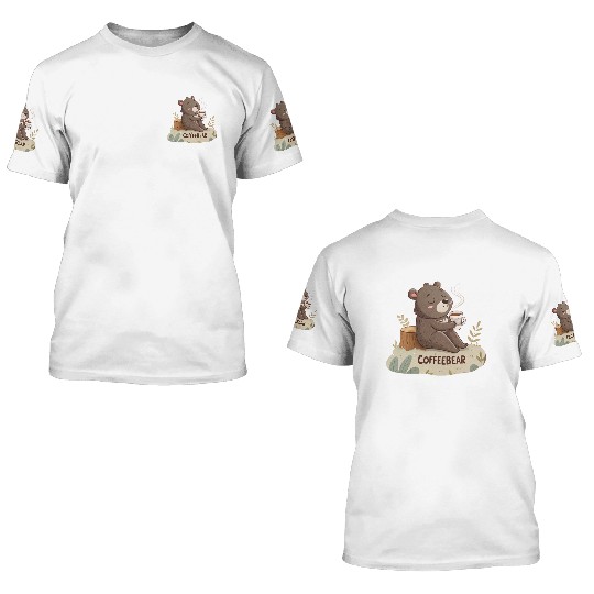 Brewster the Coffee Cub 3D T Shirts