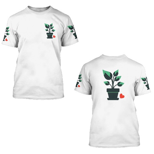 Potted Plant Heart Icon 3D T Shirts