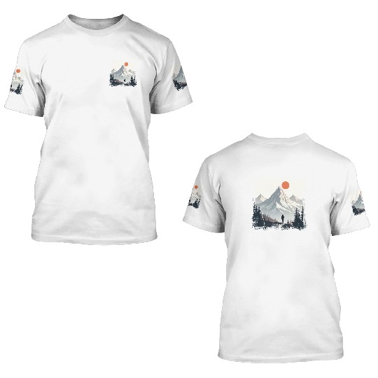 Serene Mountain Wilderness Scene 3D T Shirts