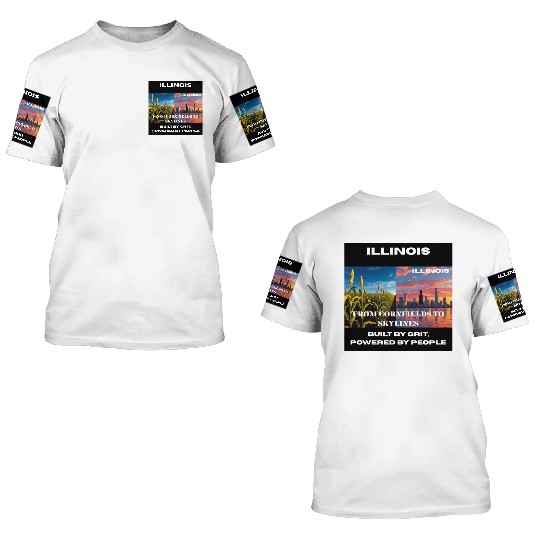 Illinois Midwest Mosaic Art 3D T Shirts