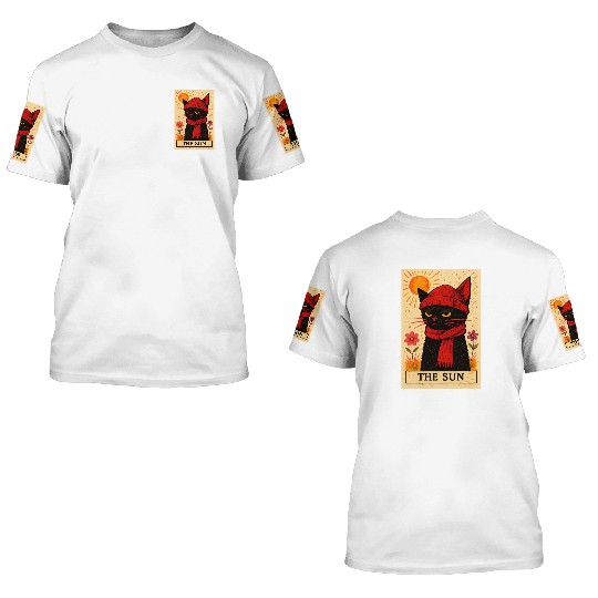 Grumpy Cat Tarot Card The Sun 3D T Shirts
