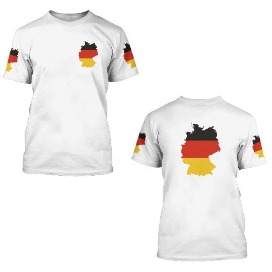 Black Red Gold Germany flag outline design 3D T Shirts