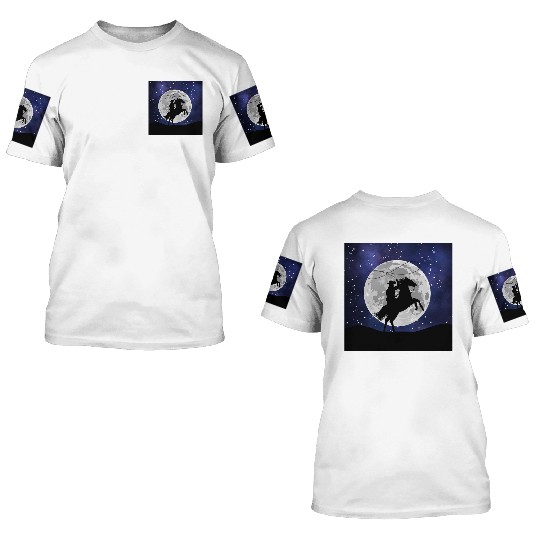 Cowboy in the dark night 3D T Shirts
