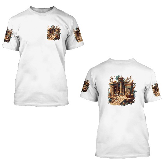 Fantasy-Inspired Ancient Egyptian Temple Scene 3D T Shirts