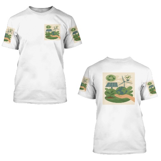 Eco-Friendly Earth Conservation Design 3D T Shirts