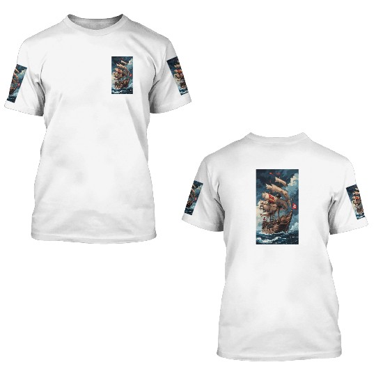 Historical Pirate Ship Adventure Design 3D T Shirts