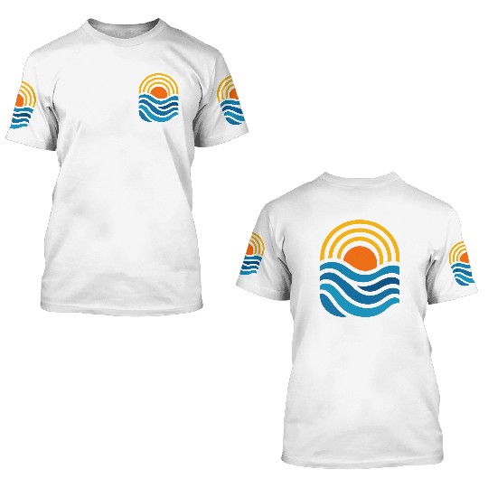 Vivid Sunset Over Ocean Waves 3D T Shirts