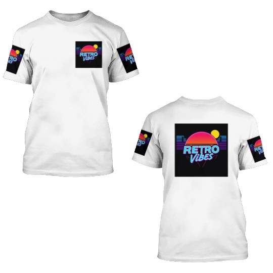 Retro Vibes Sunset Neon Design 3D T Shirts