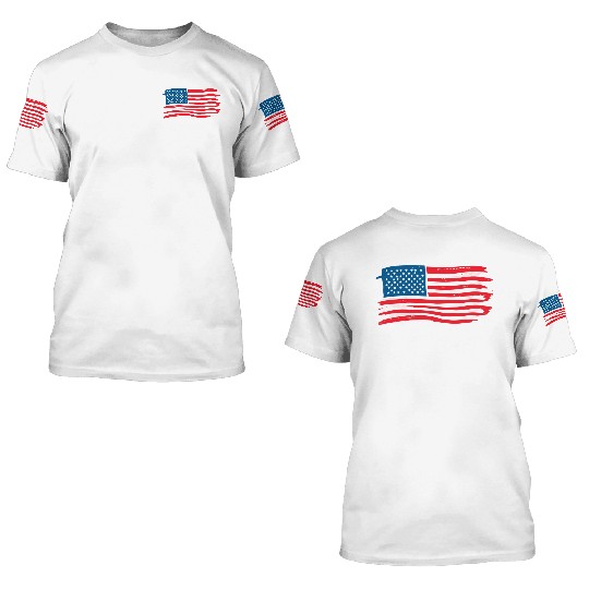 Abstract American Flag Art Print 3D T Shirts