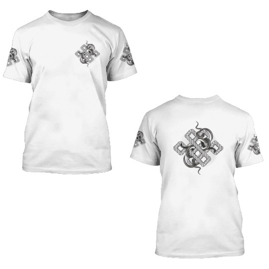 Silver Snake Knot – Mystical & Elegant 3D T Shirts