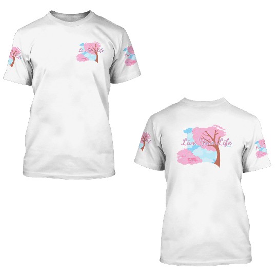 Pink Cherry Blossom Inspirational Design 3D T Shirts