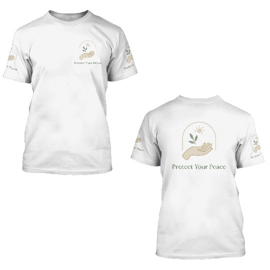 Peaceful Nature Hand with Sun and Leaf 3D T Shirts