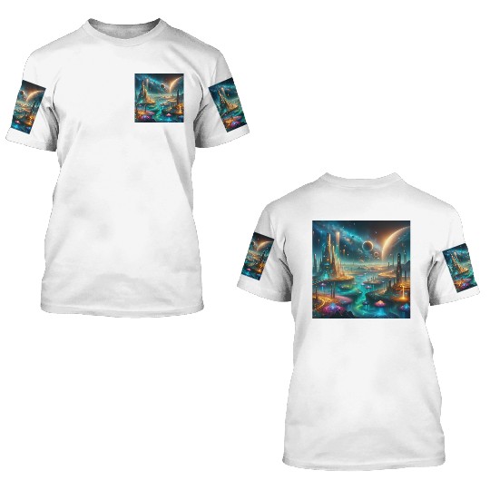 Futuristic Alien Landscape Design Fantasy Sci-Fi 3D T Shirts