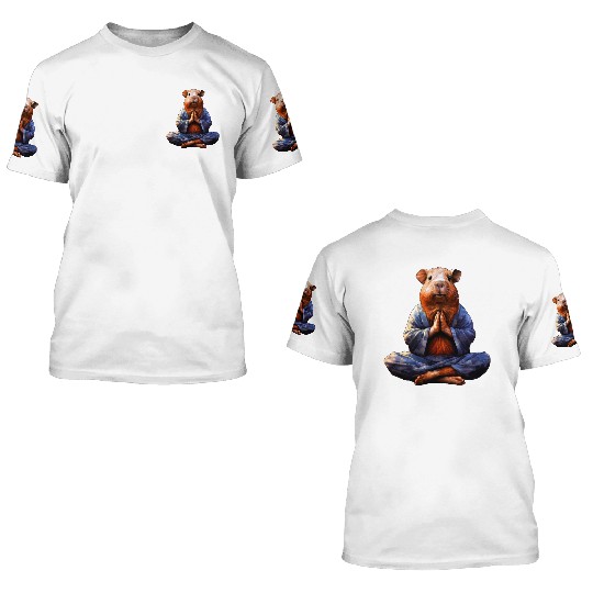 Yoga guinea pig 3D T Shirts
