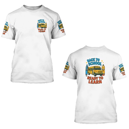 Back to School Bus Cartoon Design 3D T Shirts