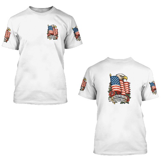 Veterans Flag and Eagle Tribute Design 3D T Shirts