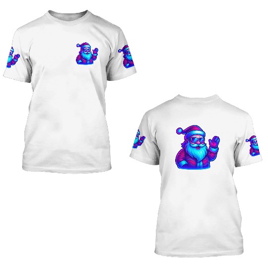 Neon Santa Claus Cyberpunk Christmas 3D T Shirts