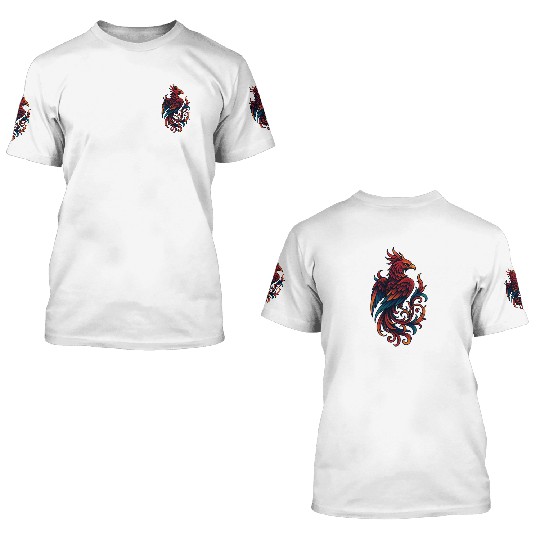 Vibrant Mythical Phoenix Tattoo Design 3D T Shirts