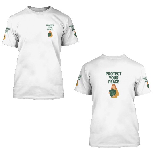Peaceful Defender Shield Illustration 3D T Shirts