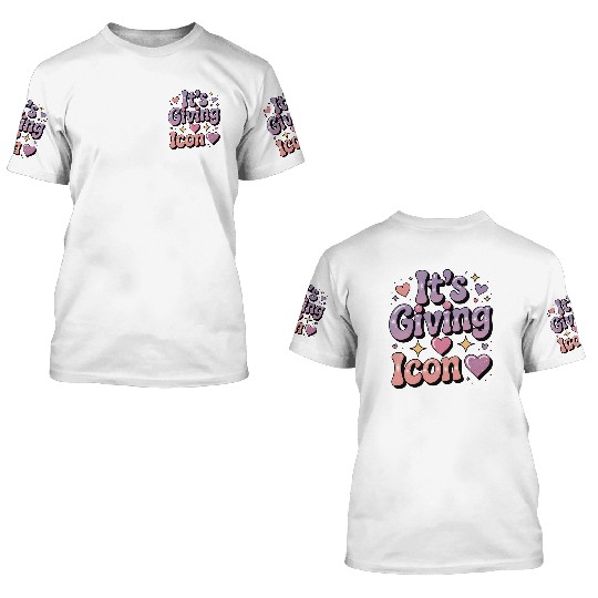 Colorful Heart and Star Themed Giving Icon 3D T Shirts