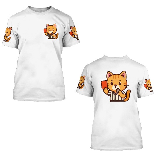 Referee Cat – Funny Soccer Whistle Cat 3D T Shirts