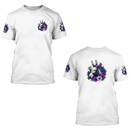 Floral Donkey 3D T Shirts