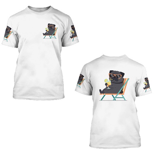 Chill Pug with Sunglasses and Lemonade 3D T Shirts