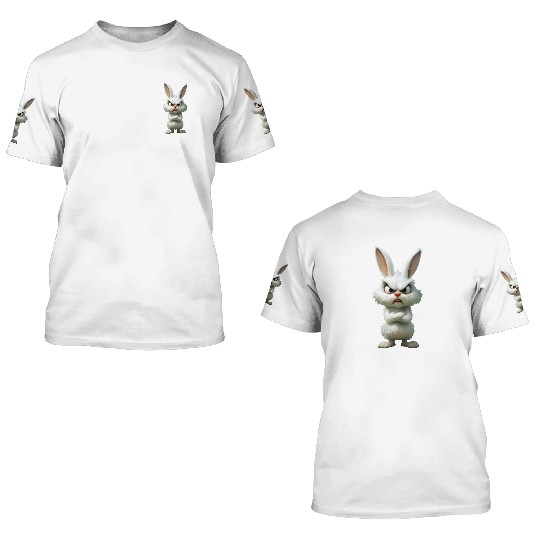 Animated Angry Rabbit Character Design 3D T Shirts