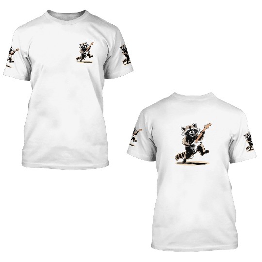 Raccoon Electric Guitar 3D T Shirts