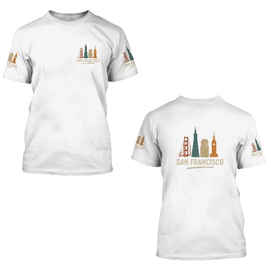 San Francisco Skyline Street Glow 3D T Shirts