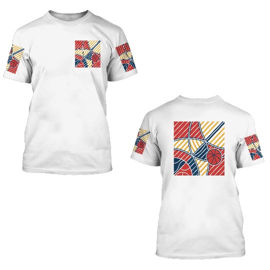 Abstract Geometric Basketball Art 3D T Shirts