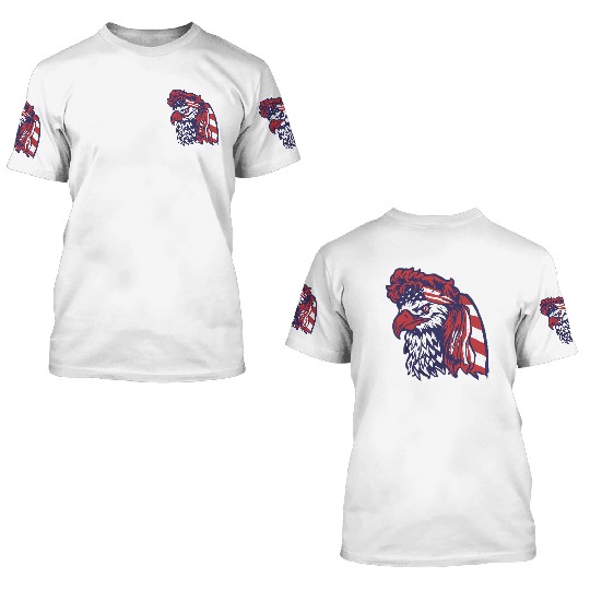 Patriotic Eagle with American Flag Accents 3D T Shirts