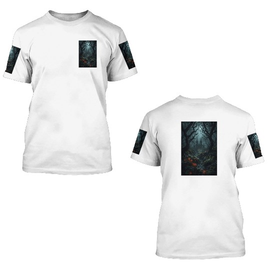 Enchanted Forest with Haunted Castle 3D T Shirts