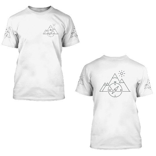 Mountain Compass Nature Trail Design 3D T Shirts