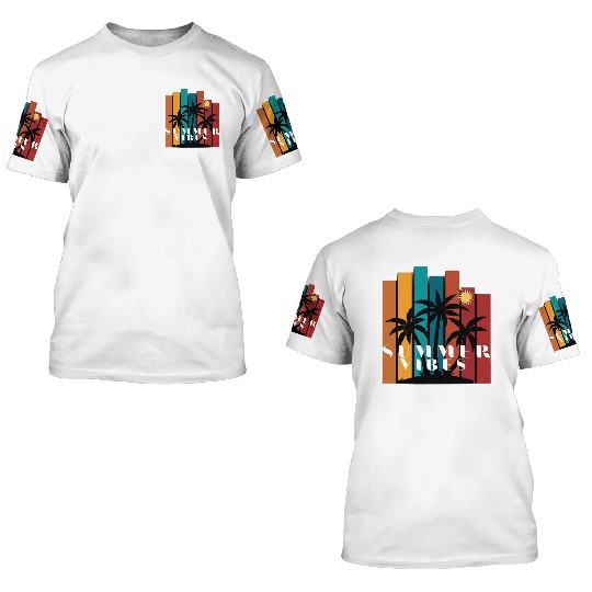 Tropical Sunset Summer Vibes Design 3D T Shirts