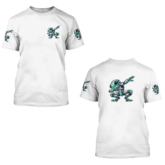 Cool frog cartoon robot cyborg astronaut dabbing 3D T Shirts