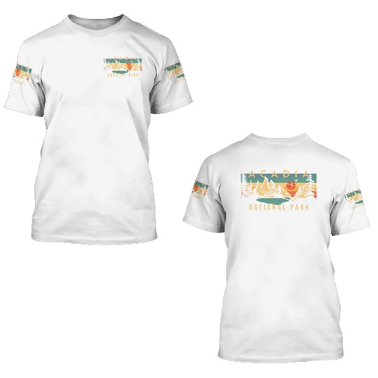 Mountain Sunset at Acadia National Park 3D T Shirts