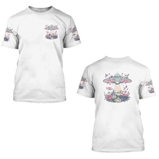 Galactic Blossom UFO Design 3D T Shirts
