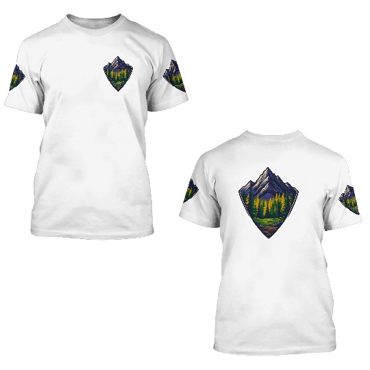 Mountain Wilderness Nature Shield 3D T Shirts