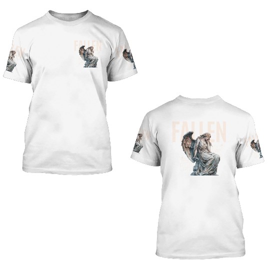 Reflective Angel Sculpture Design 3D T Shirts