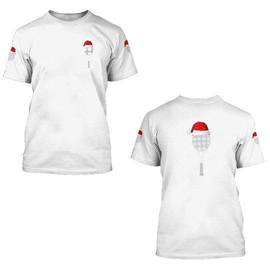 Festive Tennis Racket with Santa Hat 3D T Shirts