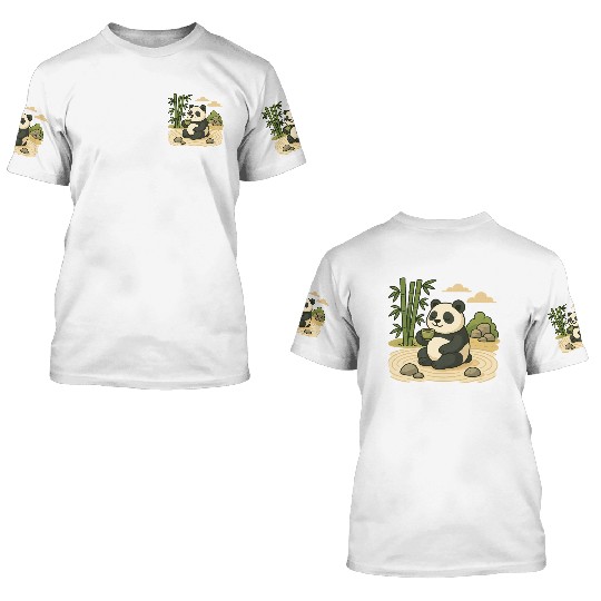 Serene Panda in Bamboo Garden 3D T Shirts