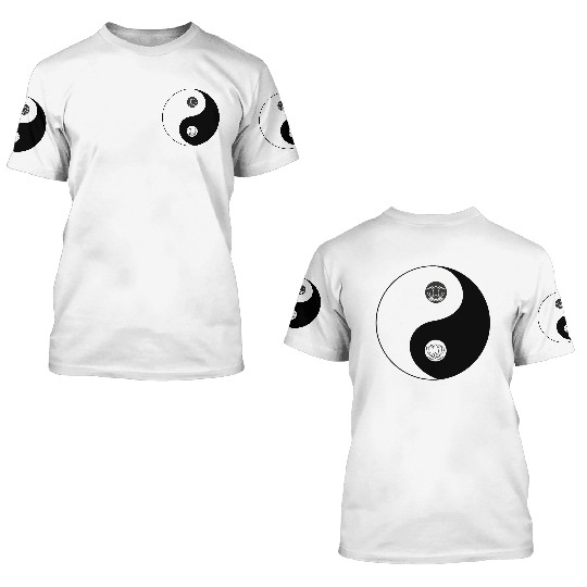 Yin-Yang Tao Lotus Symbol Design 3D T Shirts