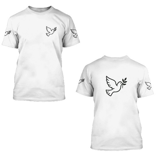 Elegant Doves with Olive Branch Design 3D T Shirts